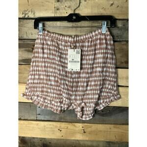 Stradivarius Str Teen Brown And White Ruffle Shorts Size Small